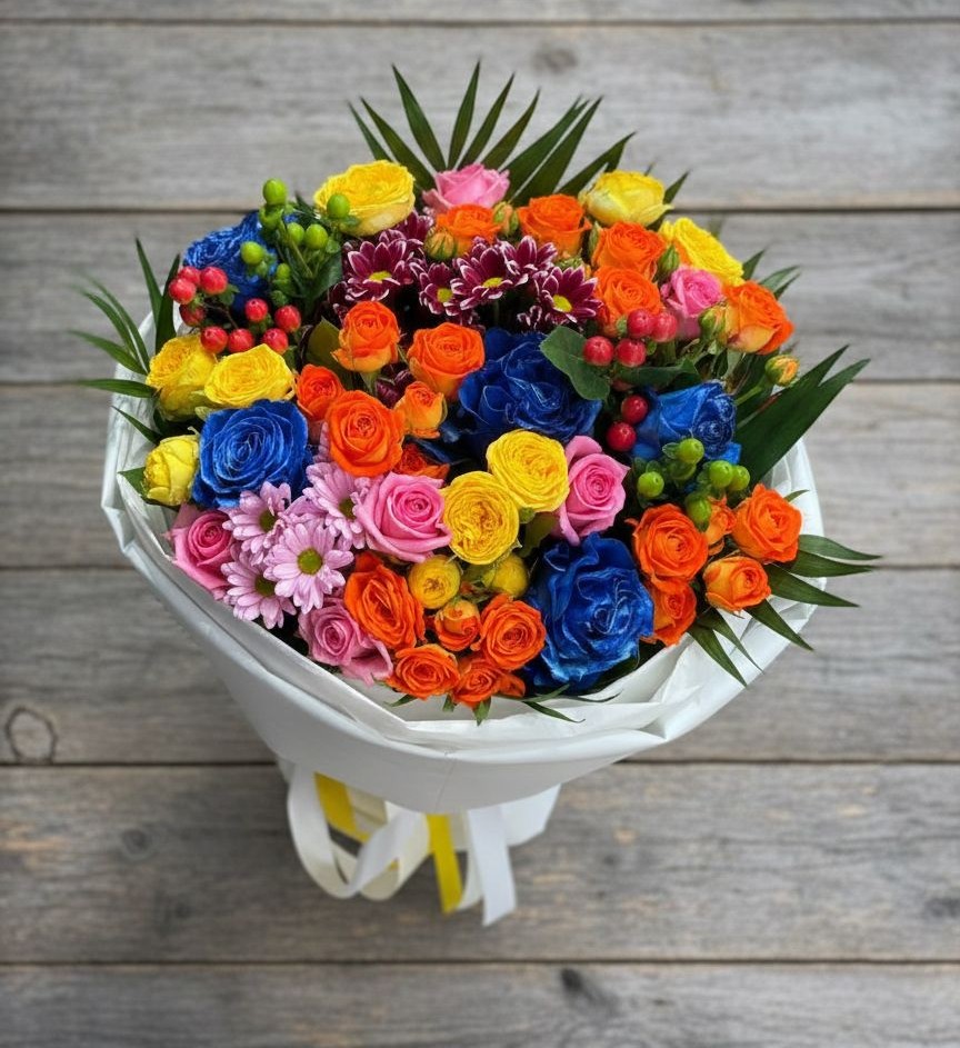 Букет цветов из: Розы и Хризантемы в Дичне