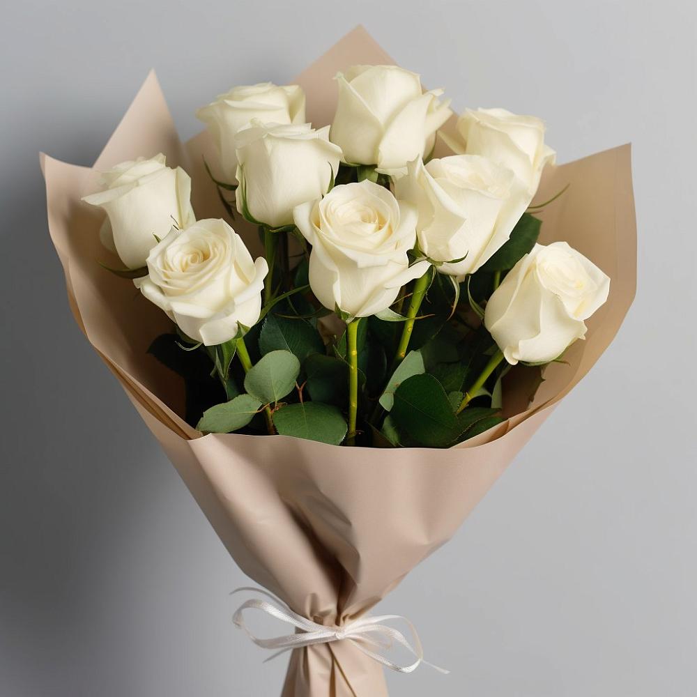 Букет 9 Белых роз Эдлесс Лав в Дичне