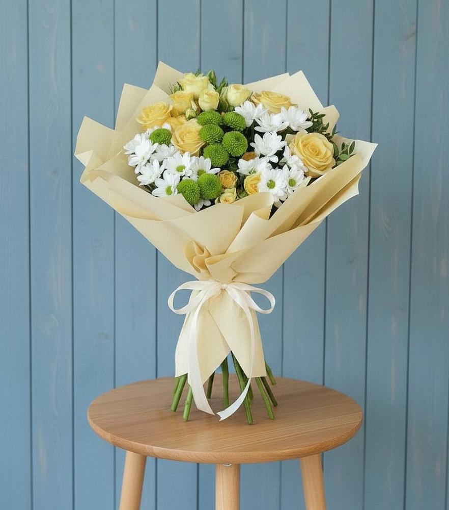 Букет цветов из: Хризантемы и Розы в Дичне