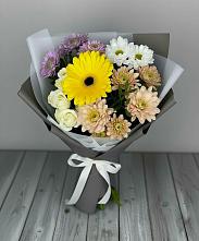 Букет цветов из:  Розы, Герберы и Хризантемы в Дичне