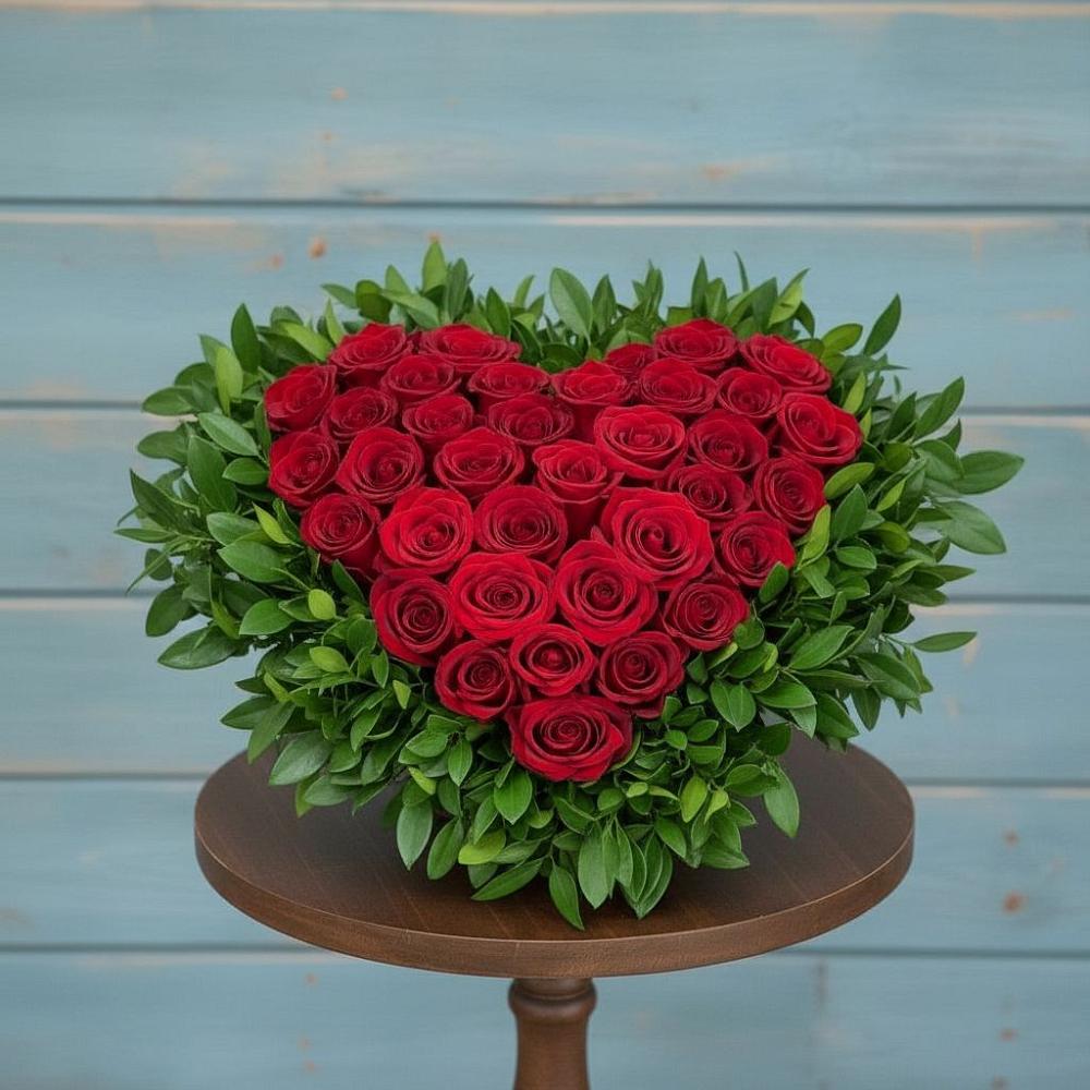 Цветочная композиция из Розы в виде сердца в Дичне