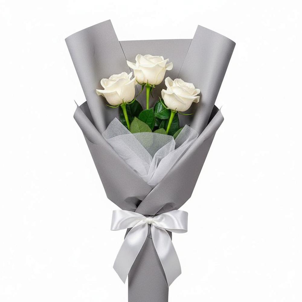 Букет 3 белые розы в Дичне