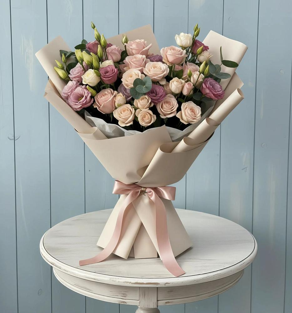 Букет цветов из: Розы и Лизиантусы в Дичне