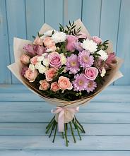 Букет цветов из:  Хризантемы, Розы и Альстромерии #REPLACE_PRED# Дичне