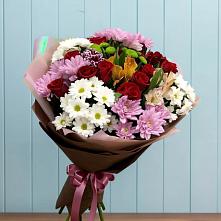 Букет цветов из:  Розы, Хризантемы и Альстромерии #REPLACE_PRED# Дичне