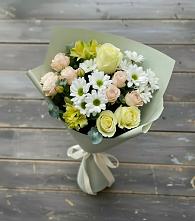 Букет цветов из:  Альстромерии, Розы и Хризантемы в Дичне