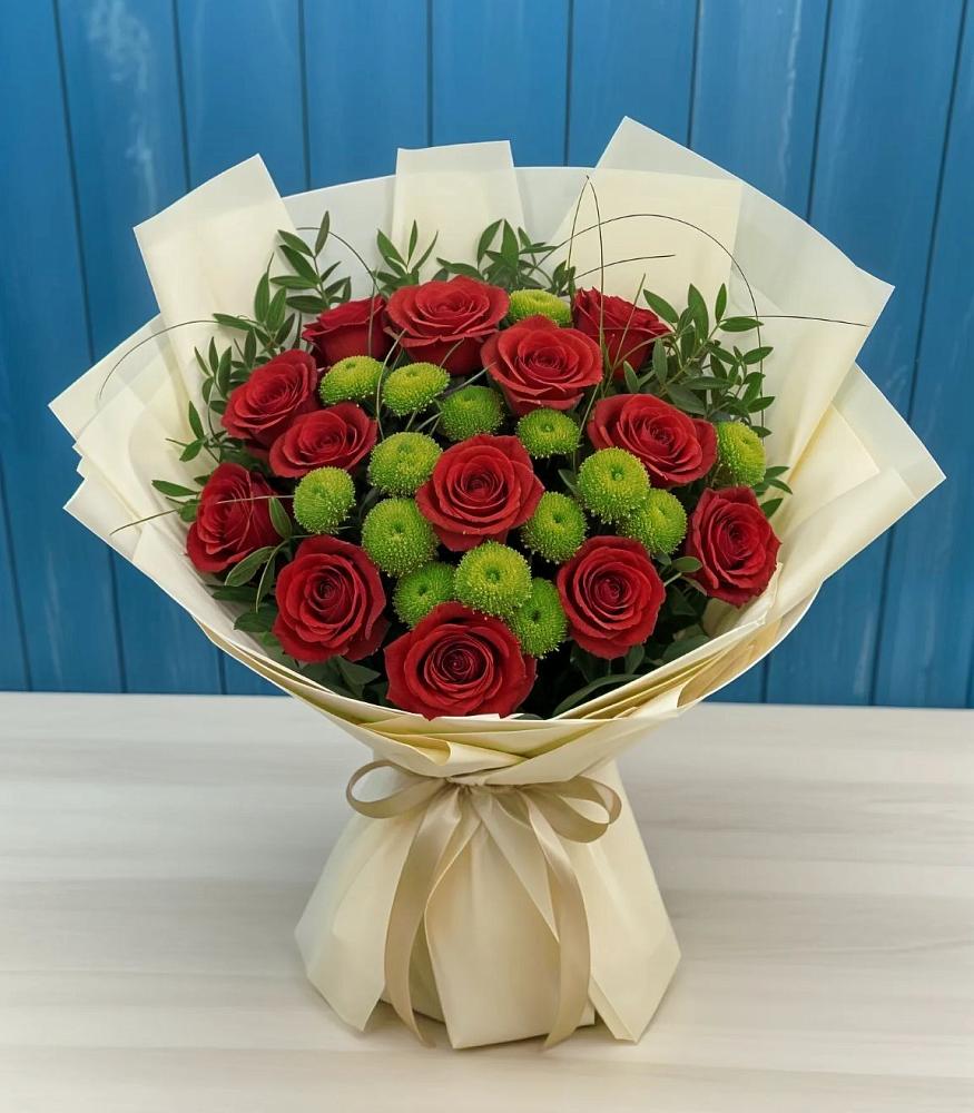 Букет цветов из: Розы и Хризантемы в Дичне